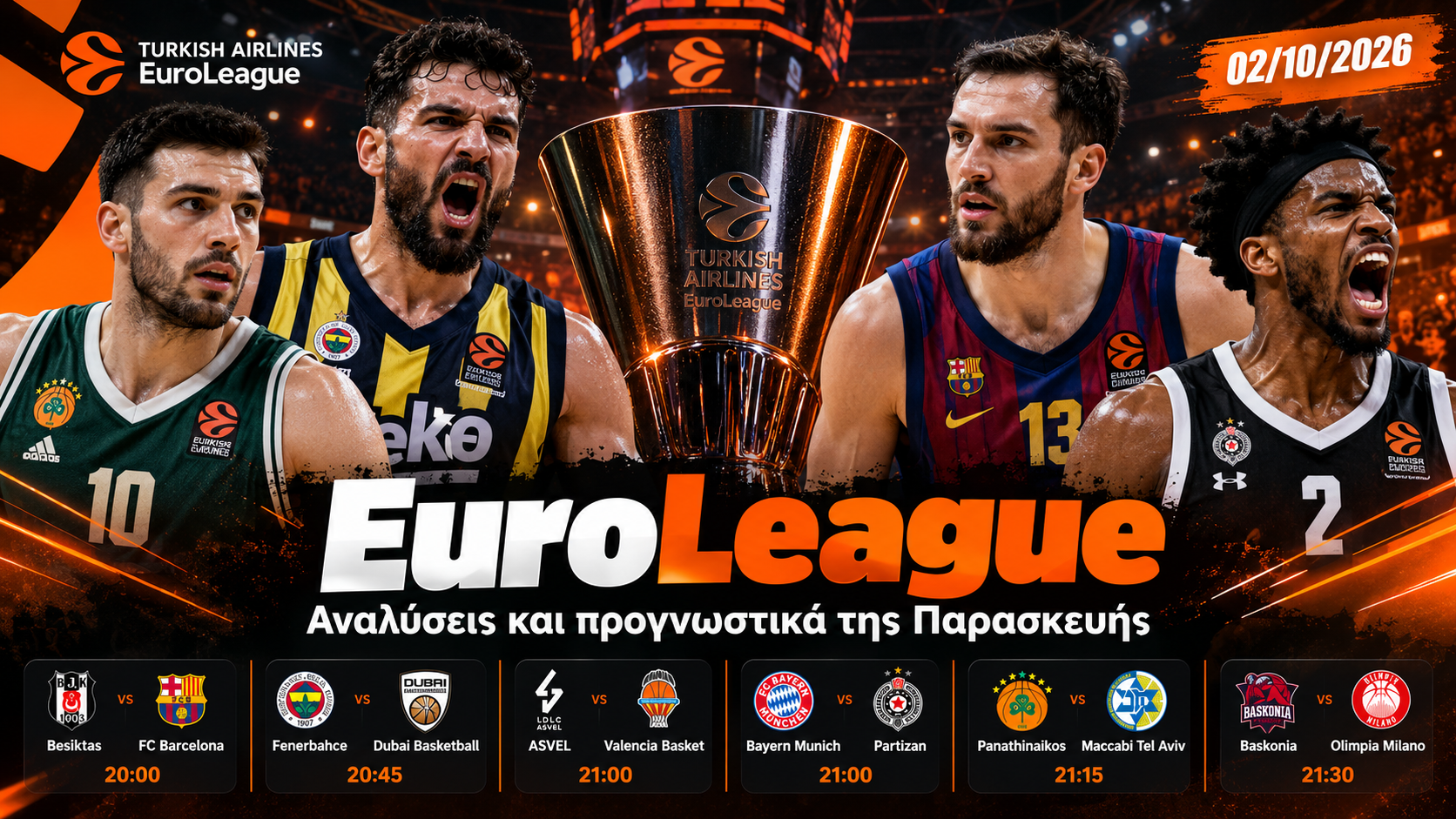 EuroLeague 02/10/2026: Αναλύσεις και προγνωστικά της Παρασκευής